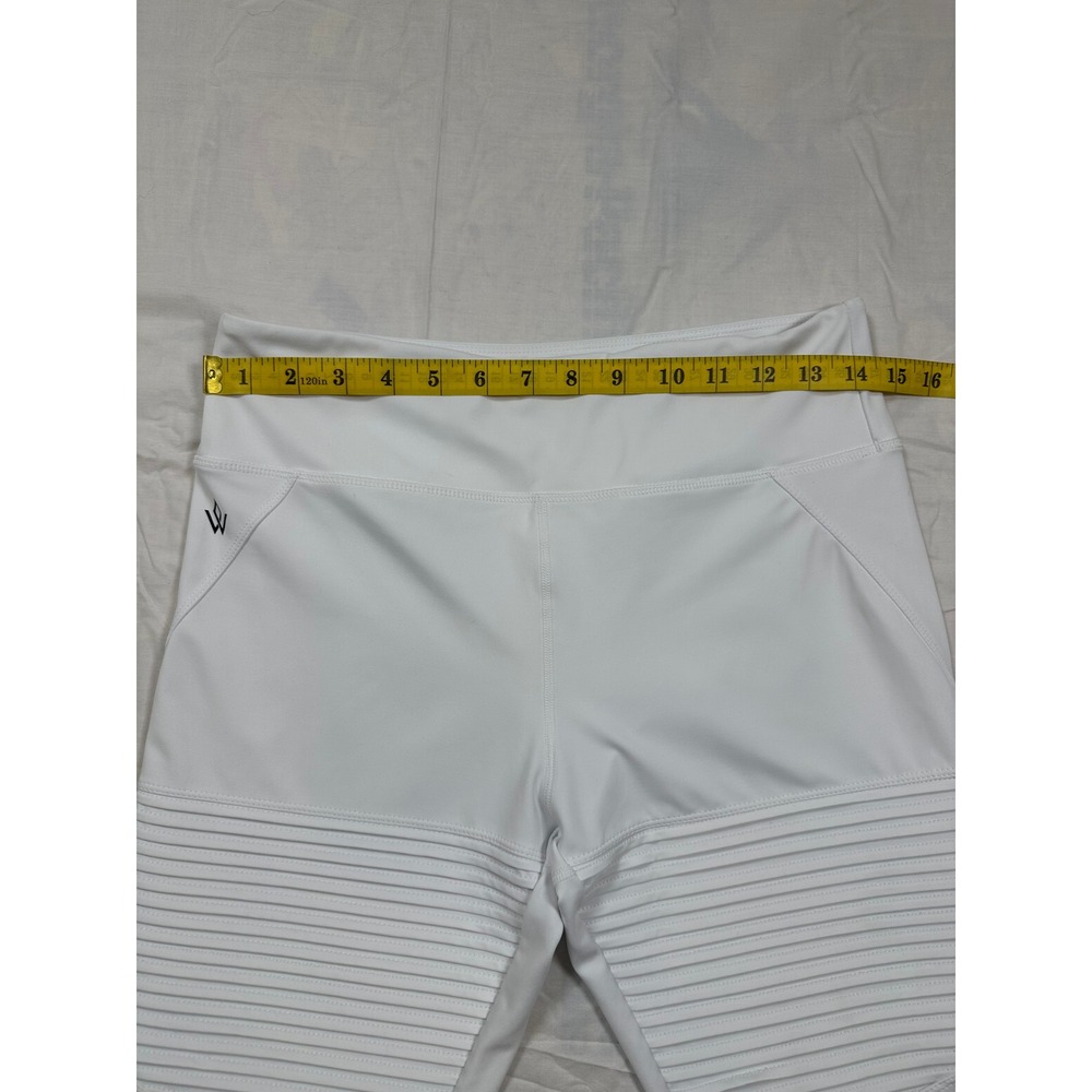 Workout Empire Womens White Moto Ribbed High Waisted Leggings Size Large - Picture 7 of 8